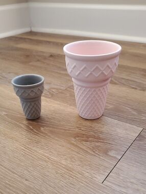 Pink and Gray Ice Cream Cone Planter Set - Home Accents